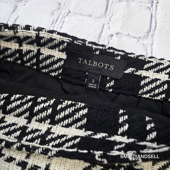 TALBOTS Women's Twill Wool Pencil SKIRT PLAID Black Ivory Size 2 CA 23147 Jo1804 - Picture 1 of 13